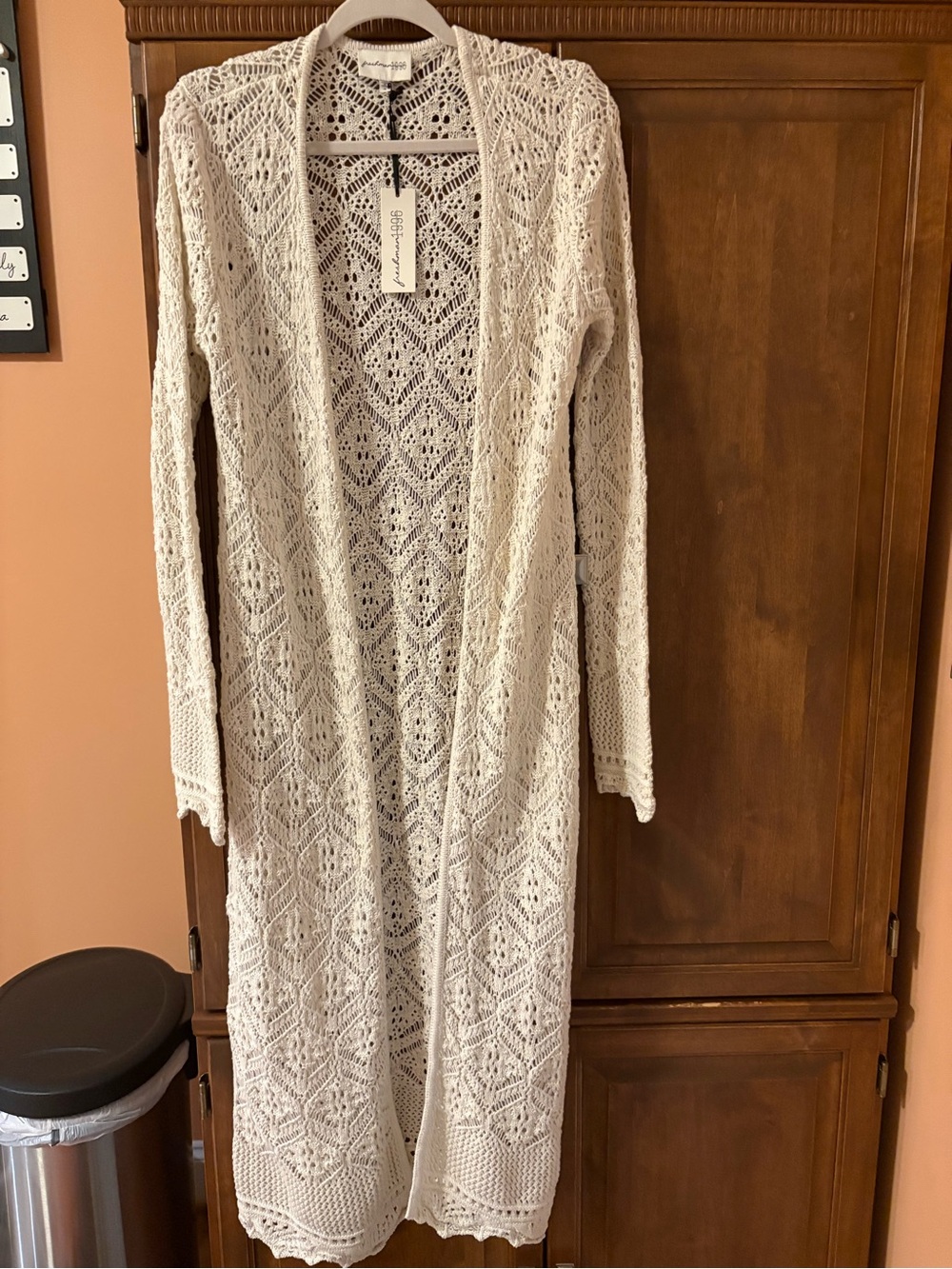 NWT, Freshman 1996 - Open-Knit Long Sleeve Duster Cardigan - Cream